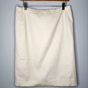 J .Crew Womens Sz 8 Pencil Skirt Pale Yellow Back Zip & Slit 100% Cotton Lined